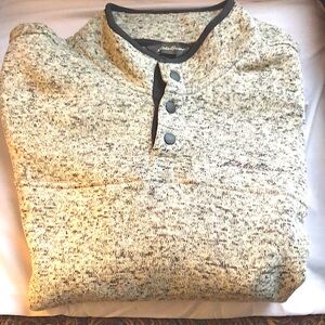 Eddie Bauer Men’s Fleece Quarter Snap Pullover ( Light Grey) XL